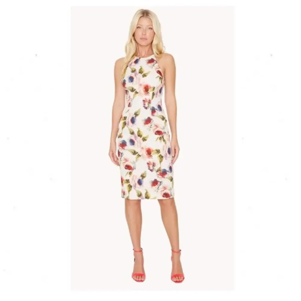NWT BLACK HALO Alexandria Sheath Dress Impasto Floral Size 2 Cocktail
